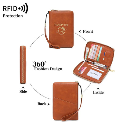 Multi-Functional Zipper Passport Holder Rfid Anti-Magnetic Passport Global Travel Storage Document