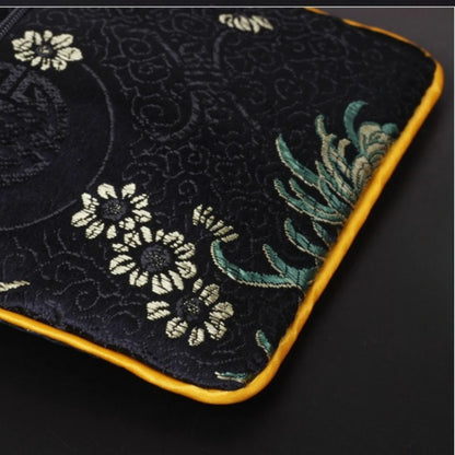 Chinese Style Embroidered Purse Exquisite Embroidery Flower Wallet Coin Pouch Storage Bag Gift