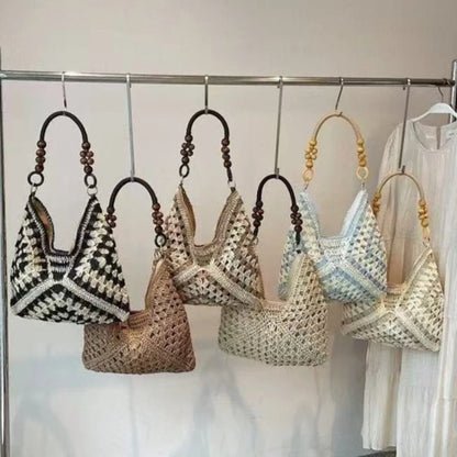 Hollow Out Straw Woven Tote Bag Beach Handbag Bohemian Large Capacity Bucket Shoulder Bags Holiday