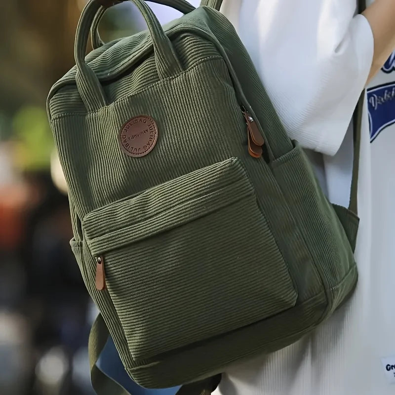 Corduroy Backpack for Teens – Casual School & College Bag