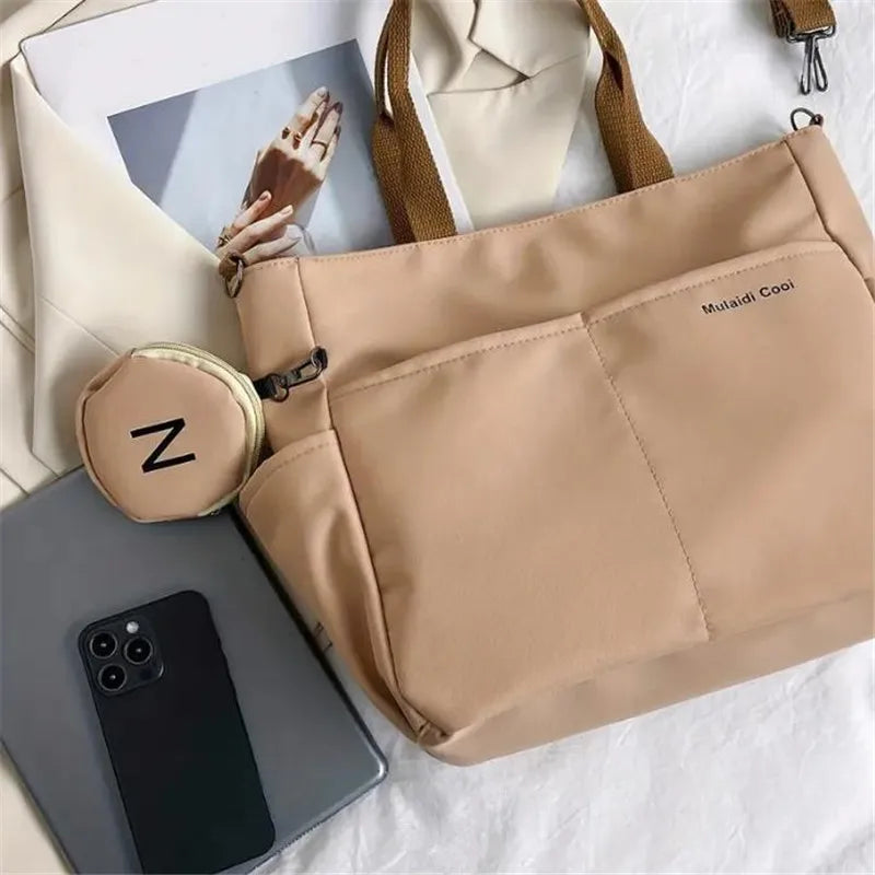 Large Canvas Tote Bag for Women with Mini Coin Purse