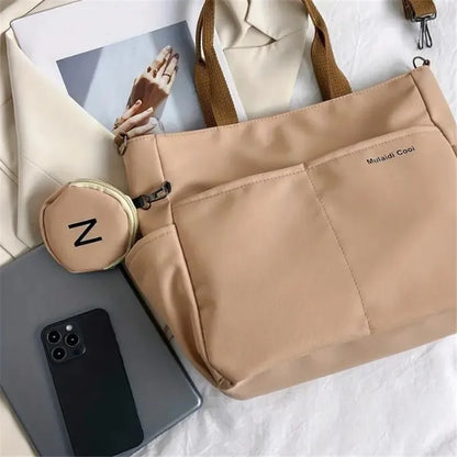 Large Canvas Tote Bag for Women with Mini Coin Purse