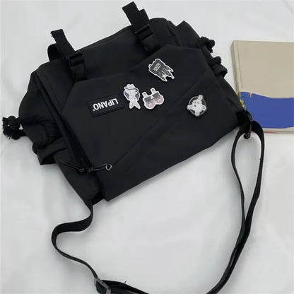Large Capacity Crossbody Bag – Harajuku Badge Messenger Bag for Students