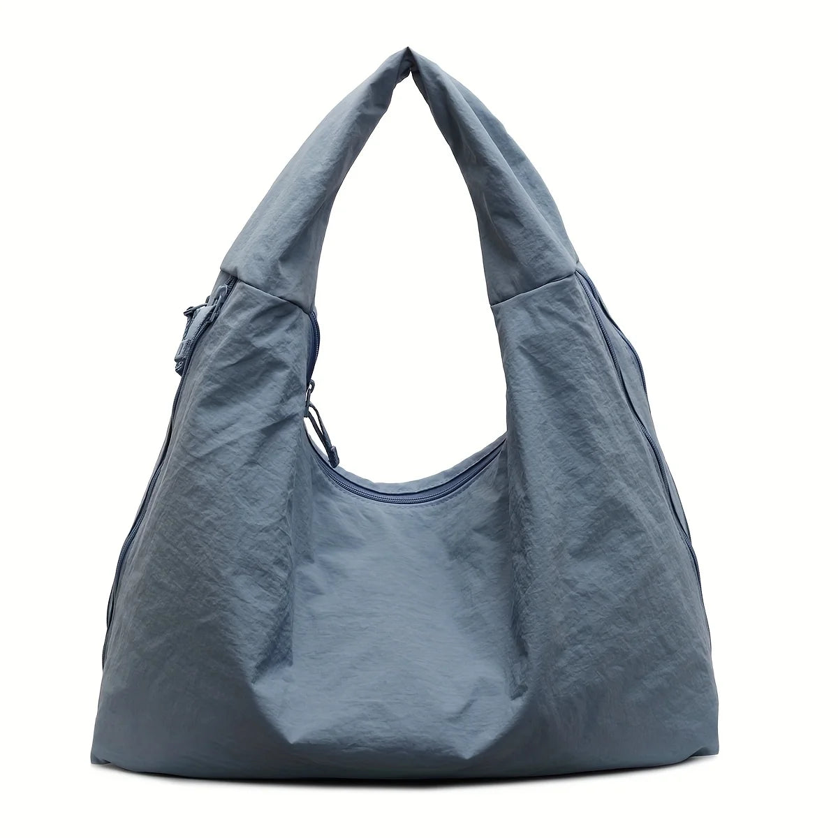 Nylon Tote Bag with Multiple Zipper Pockets – Solid Color Everyday Carry