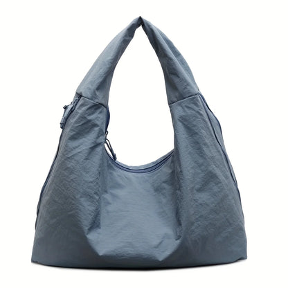 Nylon Tote Bag with Multiple Zipper Pockets – Solid Color Everyday Carry
