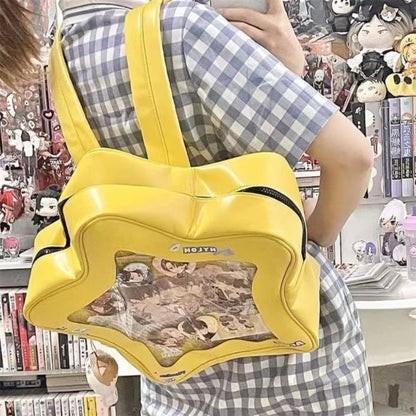 Star-Shaped Ita Bag – Kawaii Transparent Shoulder Bag for Badge Display