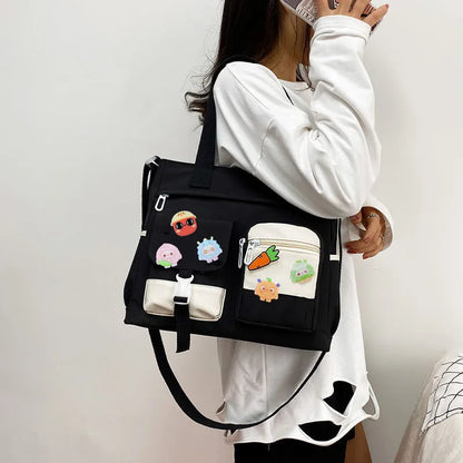 Cute Canvas Tote Bag for Teen Girls – Waterproof Crossbody Shoulder Bag