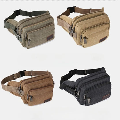 Waterproof Canvas Fanny Pack Large Capacity Multi-Layer Mobile Phone Change Storage Outdoor Travel