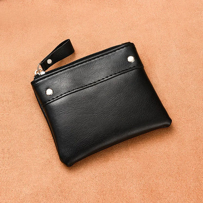Change Purse Men Short Thin Solid Color Pu Mini Zipper Card Coin