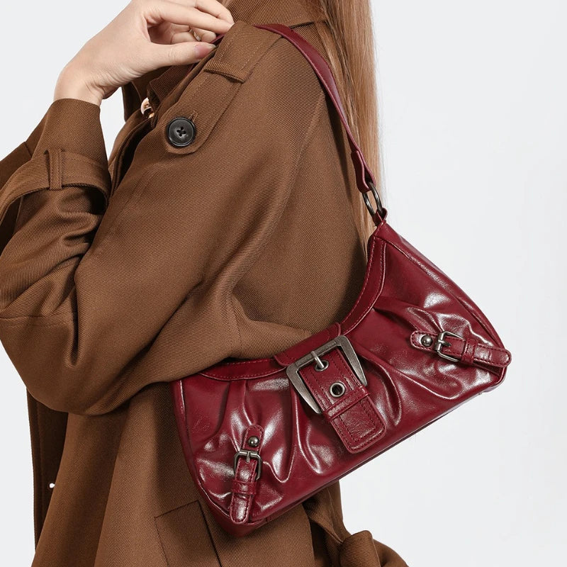 Y2k Retro Pleated Hobo Shoulder Bag Women Selling Maillard Style Underarm Clutch Handbags Travel