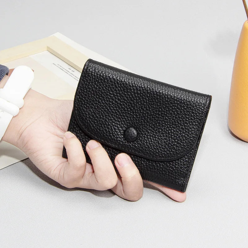 Small Purse Mini Simple Solid Color Leather Coin Card Bag Inside Outside All Woman