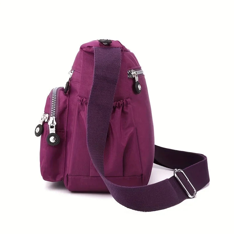 Waterproof Nylon Crossbody Bag with Multiple Pockets for Women