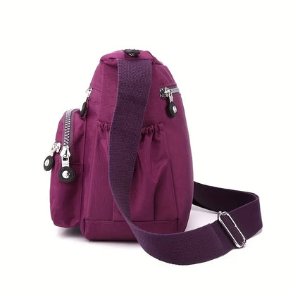 Waterproof Nylon Crossbody Bag with Multiple Pockets for Women