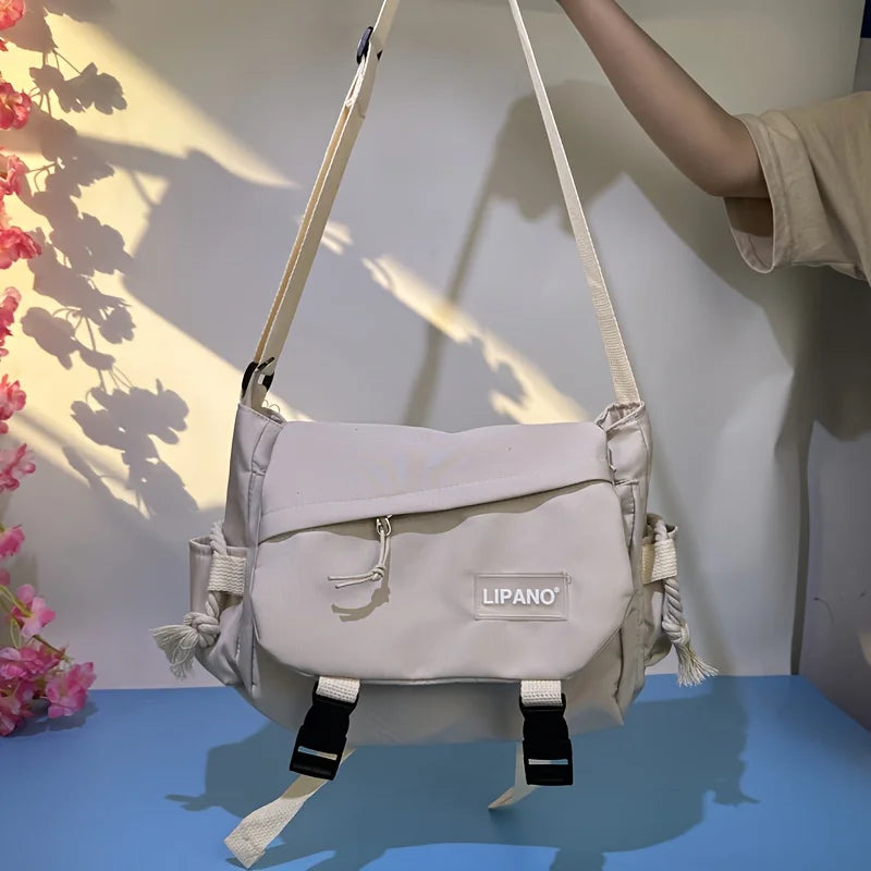 Water-Resistant Messenger Bag with Cute Pins – Kawaii Crossbody Bag