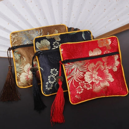 Chinese Style Embroidered Purse Exquisite Embroidery Flower Wallet Coin Pouch Storage Bag Gift