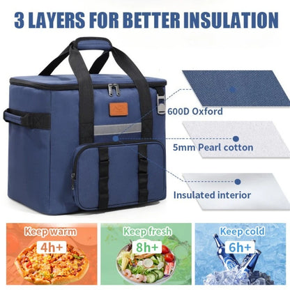 32l Thermal Food Carrier Bag Women Large Insulated Cooler Tote Zipper Portable Leakproof Picnic