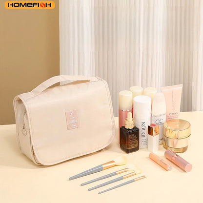 Homefish Portable Hanging Hook Cosmetic Bag Waterproof Wear Resistant Travel Organizer Multi-Layer