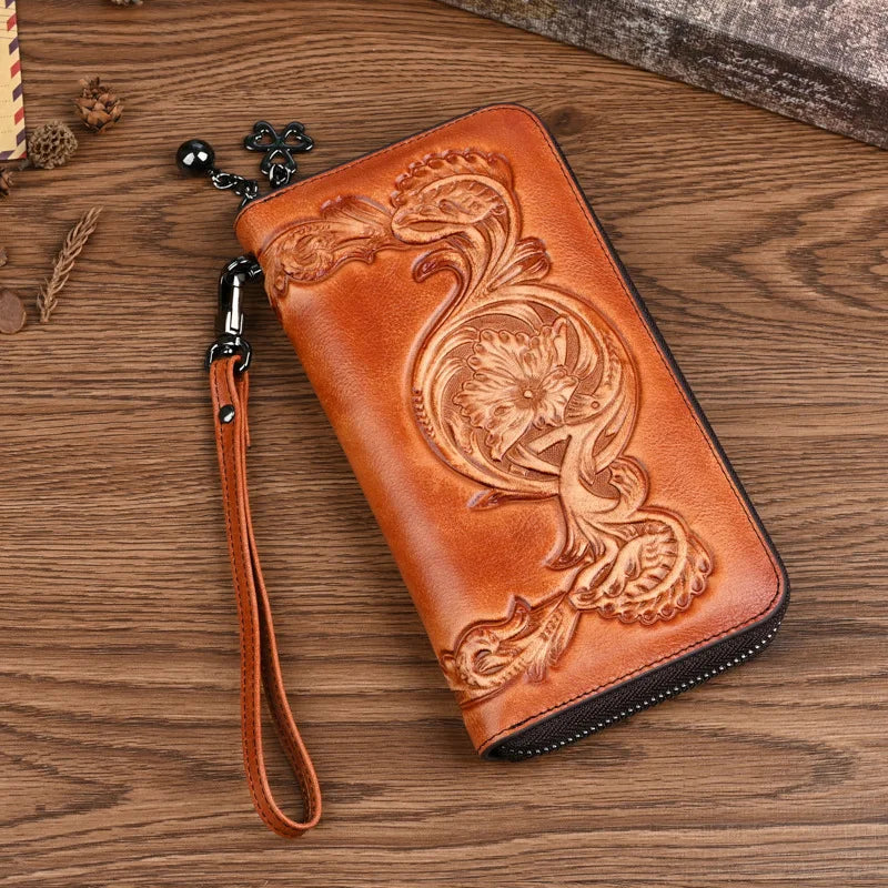 Top Layer Cowhide Ladies Wallet Multi-Functional Zipper