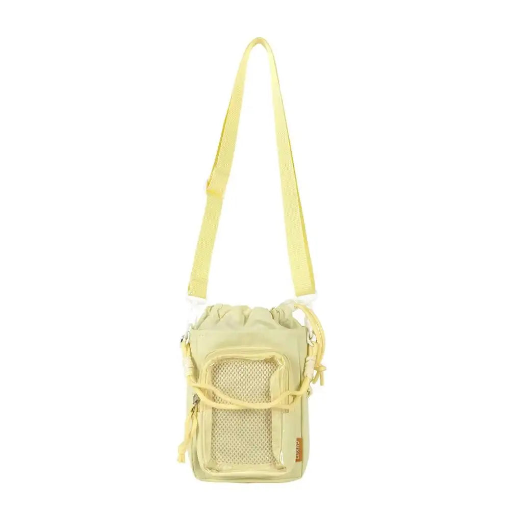 Water Bottle Crossbody Bag – Drawstring Shoulder Bag with Clear Pocket