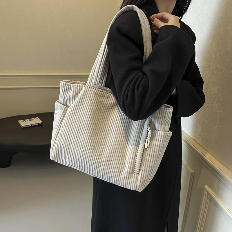 Corduroy Tote Bag Large Capacity Women's Handbag