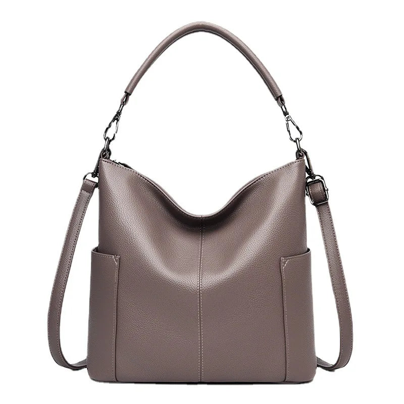 Large-Capacity Bucket Bag Women Soft Leather Hand-Held Large Bag Single-Shoulder Crossbody Bag