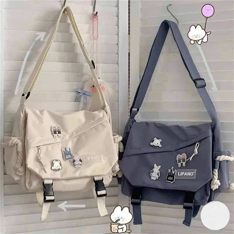 Harajuku Crossbody Messenger Bag – Large Capacity Student Shoulder Bag