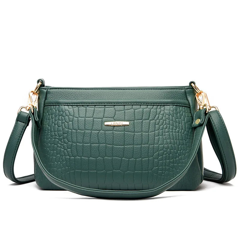 Stone Embossed Shoulder Bag Multi-Layer Large Capacity Lady Commuting Mom Crossbody