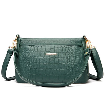 Stone Embossed Shoulder Bag Multi-Layer Large Capacity Lady Commuting Mom Crossbody