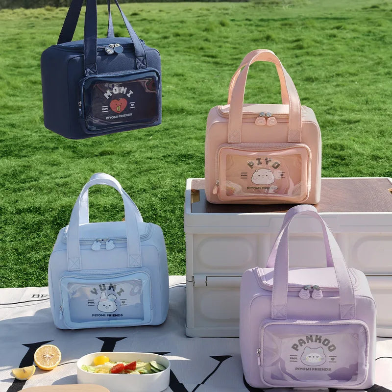 Cartoon Bento Bag Hand-Held Japanese-Style Cute Girl Insulated Bag Lunch Box Bag Students At Work