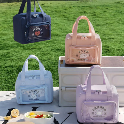 Cartoon Bento Bag Hand-Held Japanese-Style Cute Girl Insulated Bag Lunch Box Bag Students At Work