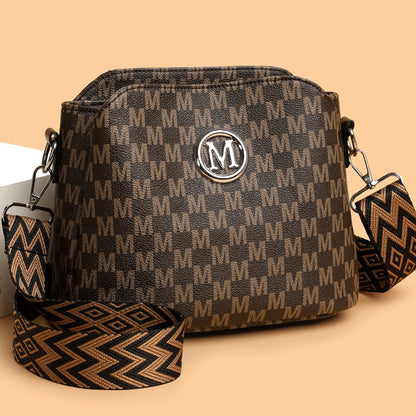 Monogram Crossbody Bag for Women – Retro Faux Leather Shoulder Bag