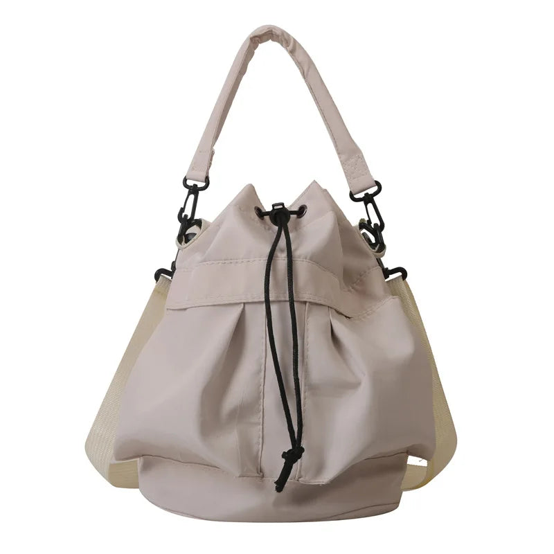 Nylon Drawstring Bucket Bag – Casual Crossbody Shoulder Bag for Women