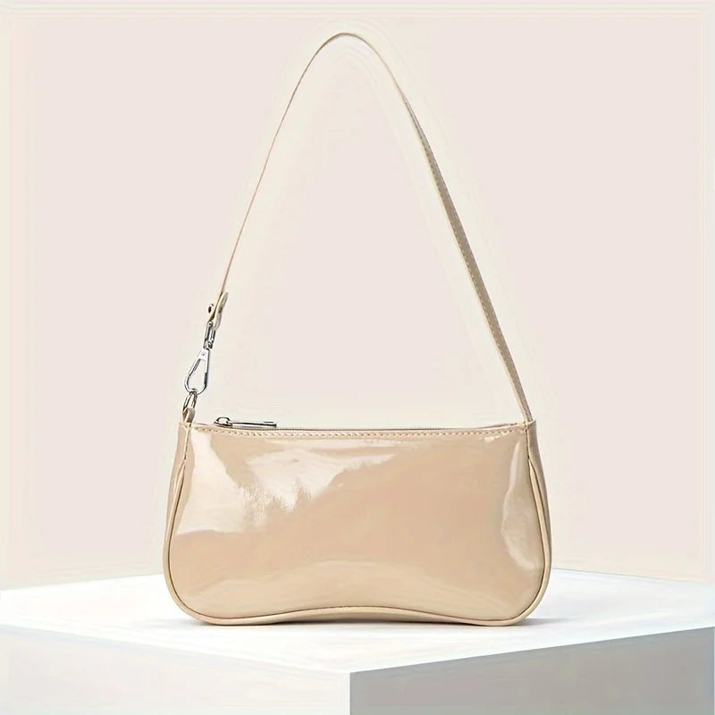 Patent Leather Underarm Bag – Minimalist Small Shoulder Purse