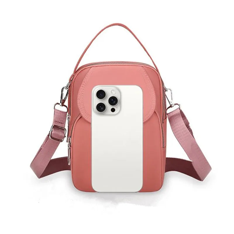 Mini Crossbody Bag for Women – Lightweight Nylon Multi-Zip Shoulder Purse