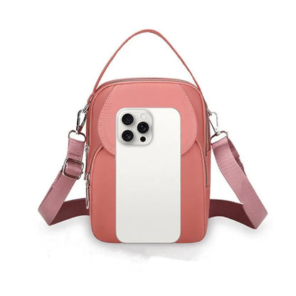 Mini Crossbody Bag for Women – Lightweight Nylon Multi-Zip Shoulder Purse