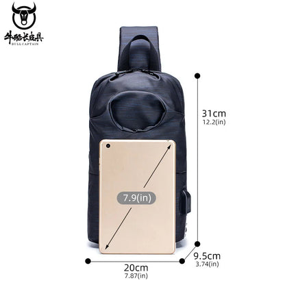 Oxford Cloth Wear-Resistant Kettle Chest Bag Men S Shoulder Crossbody Large Capacity Multi-Function