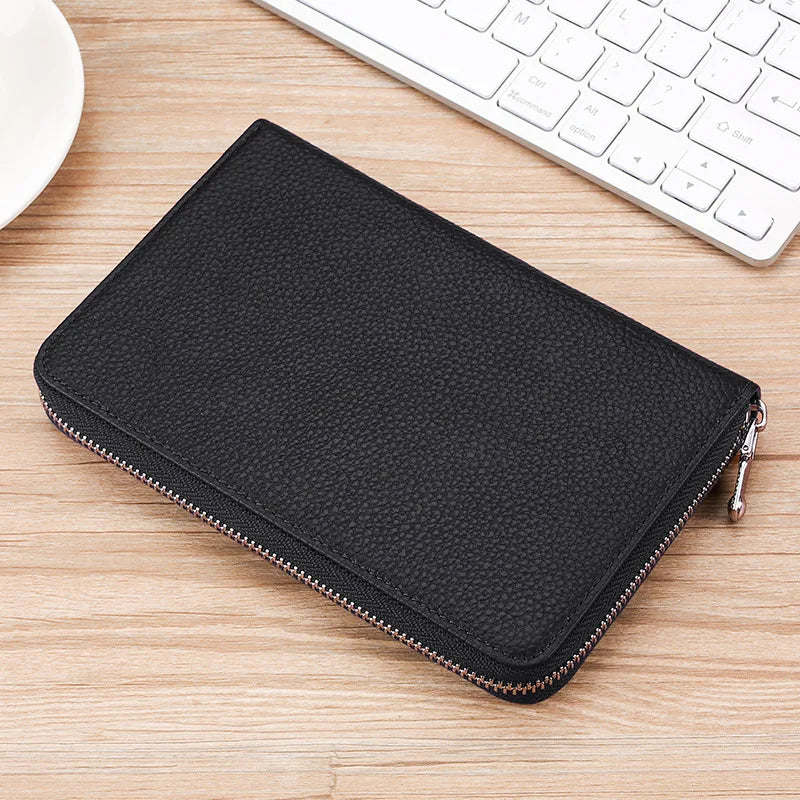 Genuine Leather Rfid Anti-Magnetic Card Case Cowhide Account Book Passbook Case Id Card Holder