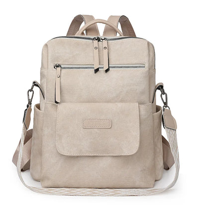 Women's Leather Backpack – Anti-Theft Multi-Pocket Travel Bag