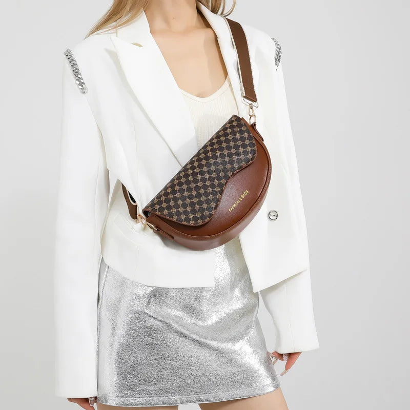 Faux Leather Saddle Bag – Retro Crossbody Shoulder Bag