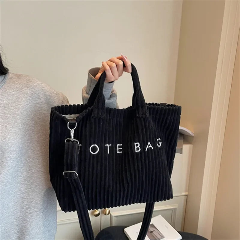 Corduroy Tote Bag Your Perfect Summer Companion Crossbody Blending Soft Texture Spacious Design