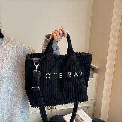 Corduroy Tote Bag Your Perfect Summer Companion Crossbody Blending Soft Texture Spacious Design