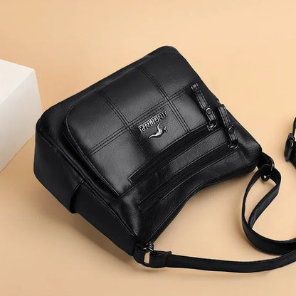 Multi-Pocket Crossbody Bag – Women's PU Leather Shoulder Bag