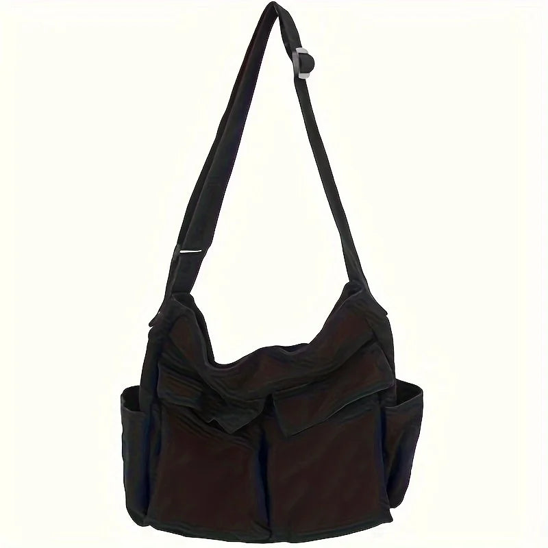Vintage Canvas Crossbody Bag – Multi-Pocket Shoulder Messenger Bag