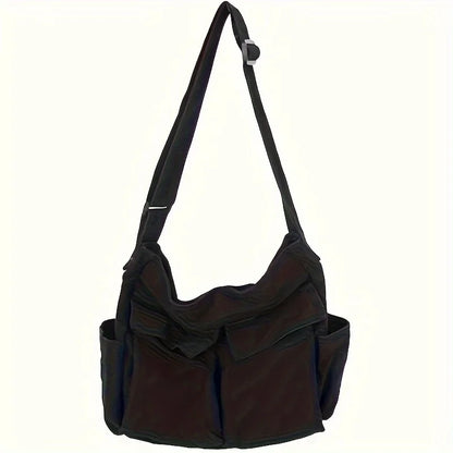 Vintage Canvas Crossbody Bag – Multi-Pocket Shoulder Messenger Bag