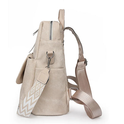 Women's Leather Backpack – Anti-Theft Multi-Pocket Travel Bag