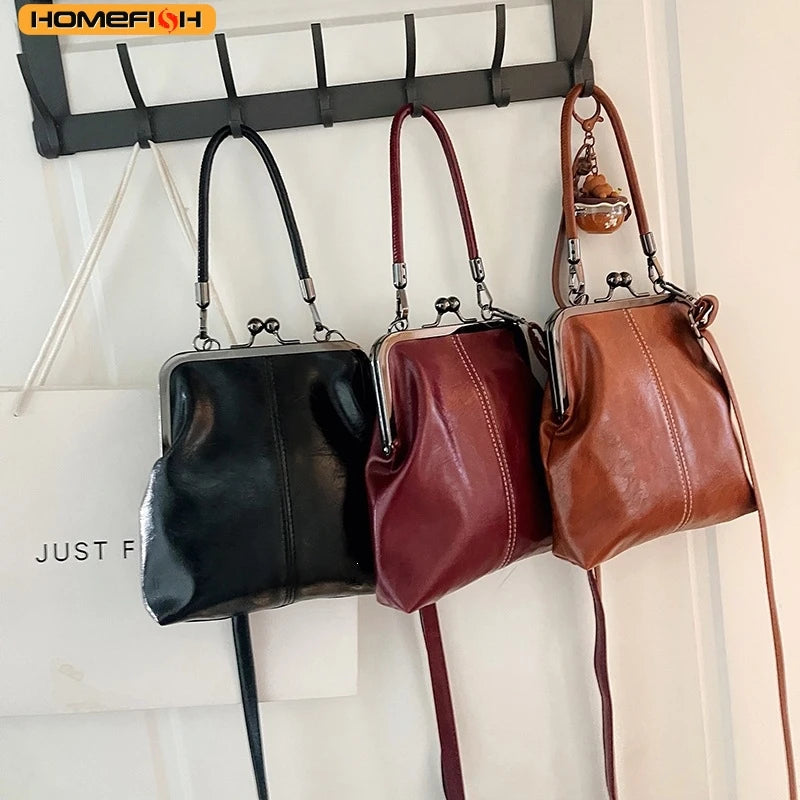 Homefish Women Shell Crossbody Bag Vintage Brown Pu Leather Shoulder Purse