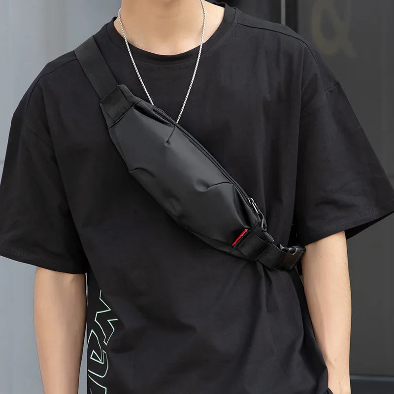 Men S Women One-Shoulder Oxford Cloth Waterproof Mobile Phone Storage Cycling Chest Bag - Waterproof