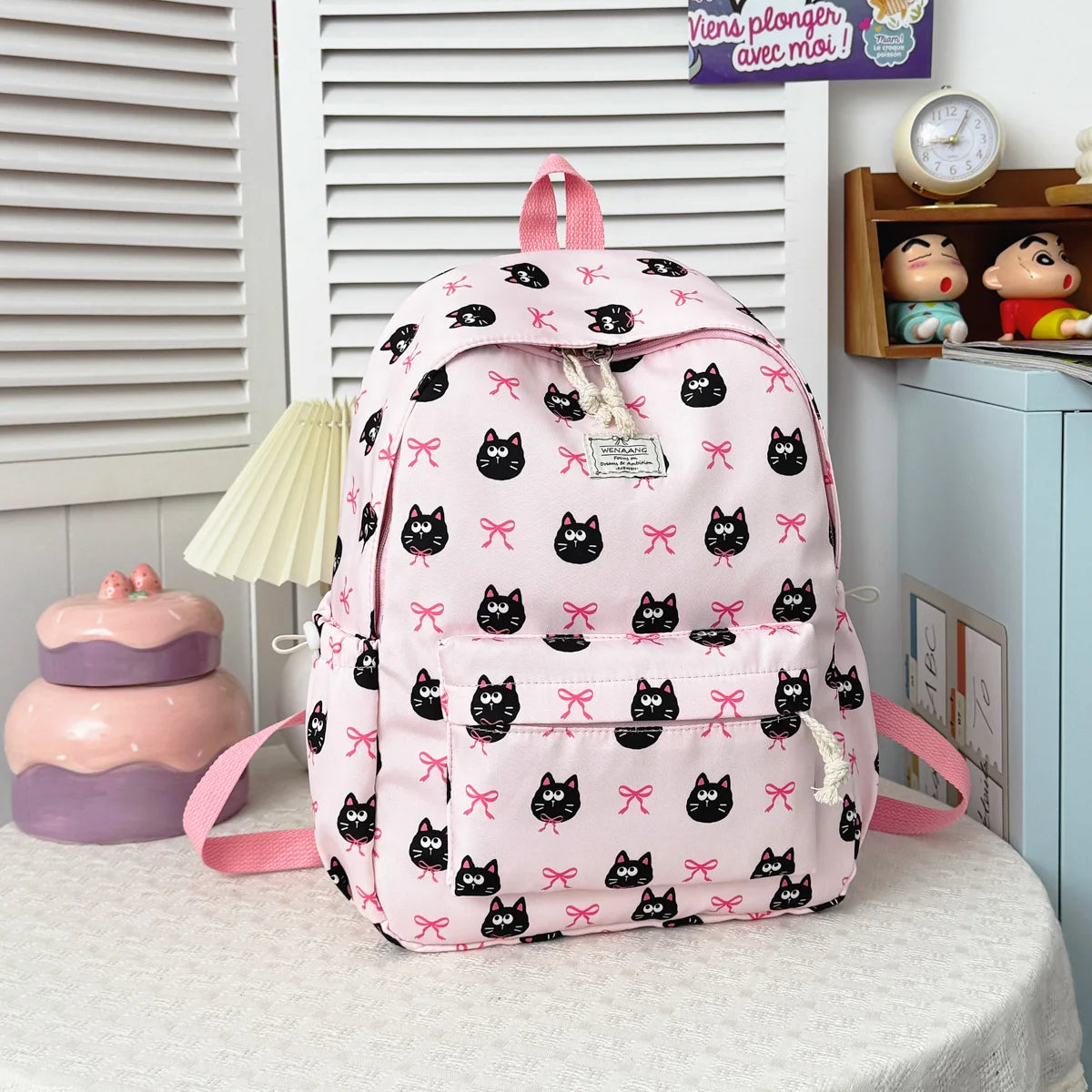 Sweet Cool Cartoon Animal Pattern Girl Backpack Lightweight Nylon Large Capacity Multifunctional