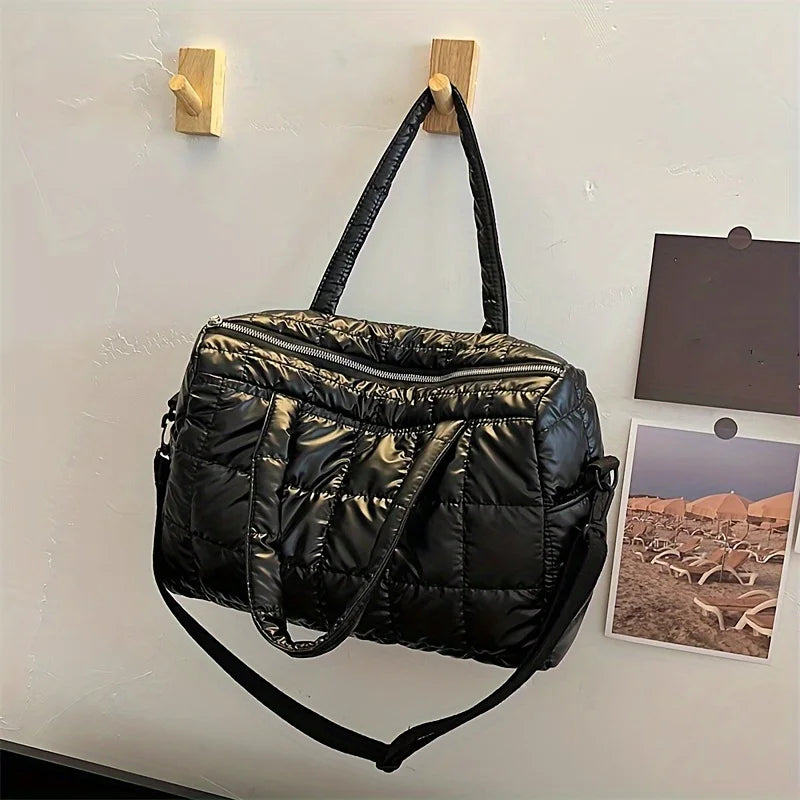 Quilted Solid Color Padded Travel Bag - Durable Portable Stylish - Perfect Sports