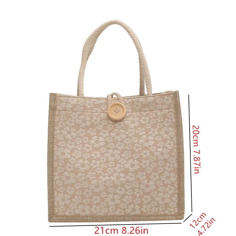 Linen Tote Bag for Women – Japanese Floral Handbag